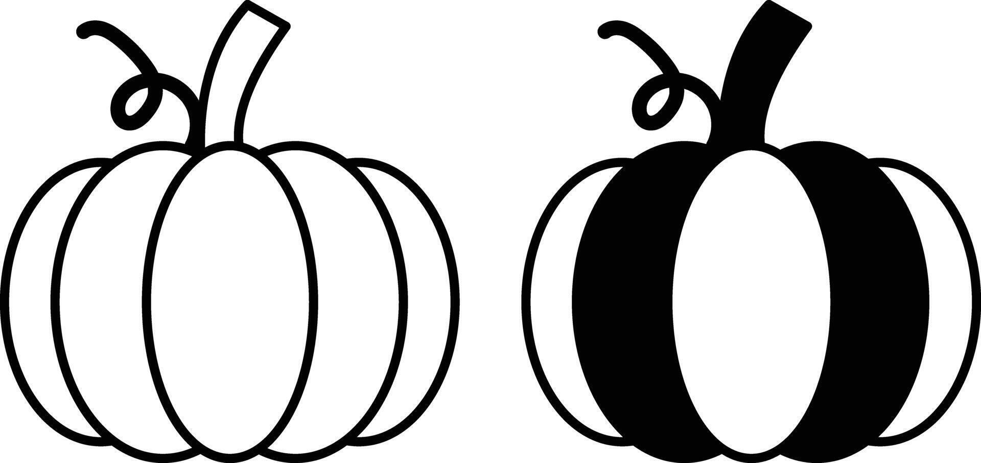Pumpkin icon, illustrations. Pumpkins silhouette isolated on white background. Halloween set element. illustration for Autumn harvest, Harvest Festival or Thanksgiving Day. vector