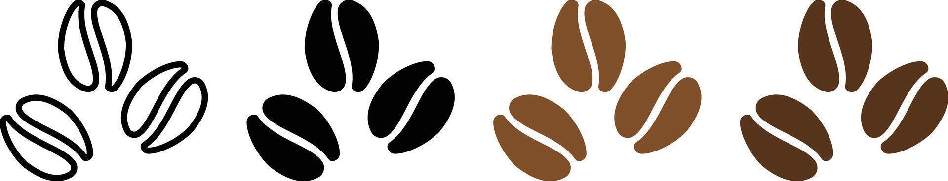 Three coffee beans icon set. Espresso illustration. set design in trendy style. Roasted coffee symbol. isolated vector