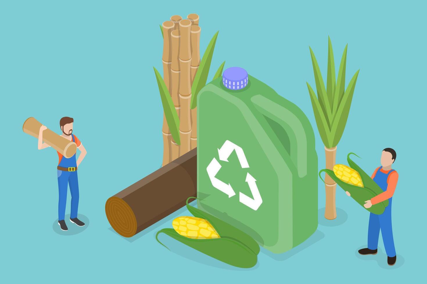 3D Isometric Flat Conceptual Illustration of Eco Biofuel, Alternative Power vector