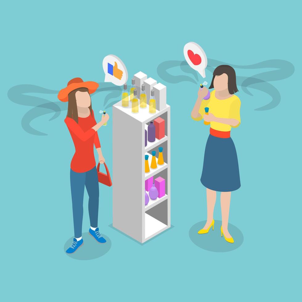 3D Isometric Flat Conceptual Illustration of Fragrance, Aroma Scents Cosmetics vector