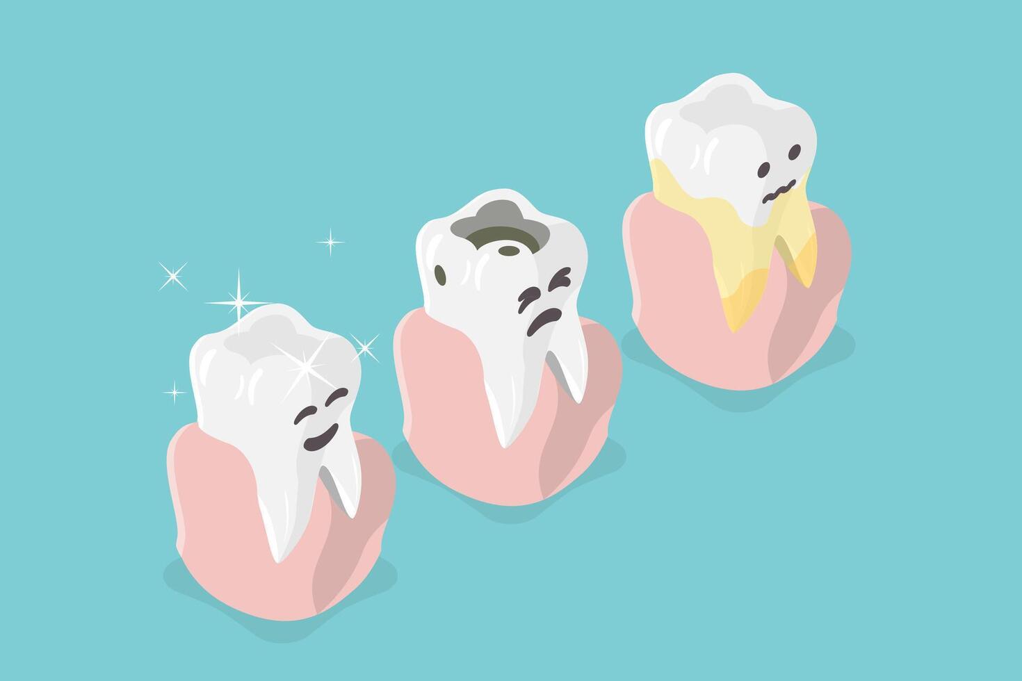 3D Isometric Flat Conceptual Illustration of Tooth Decay, Dental Problems vector