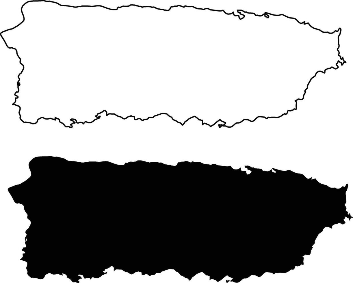 Puerto Rico Country Silhouette Flat and Outline Design vector