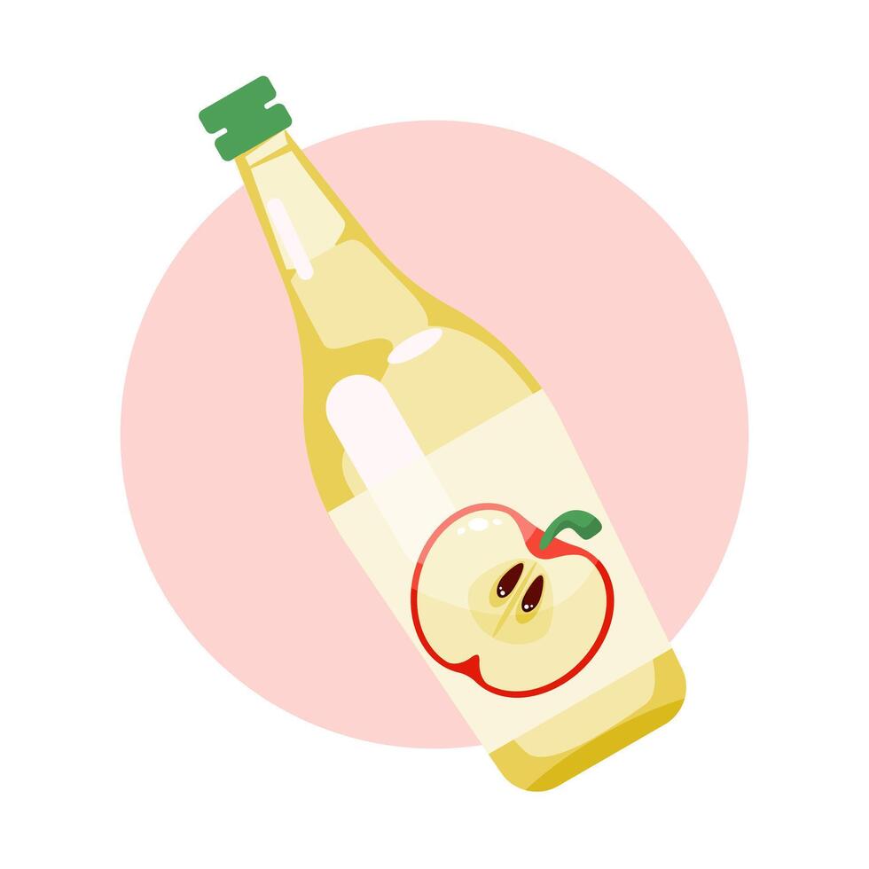 Fresh summer fruits bottle, fresh drink summer time, apple vector