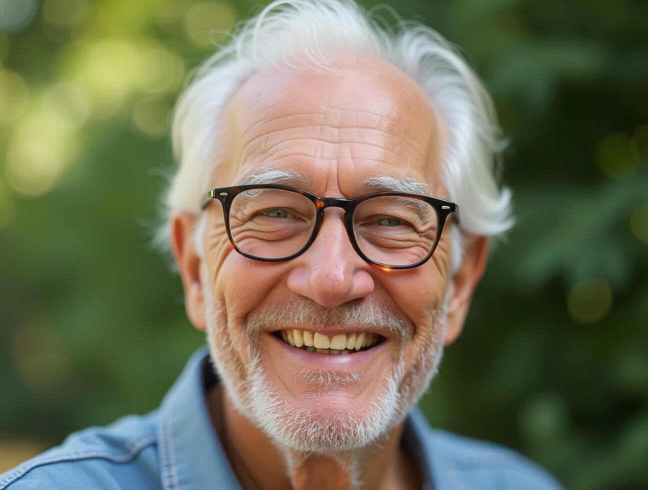 A smiling older man with glasses on photo