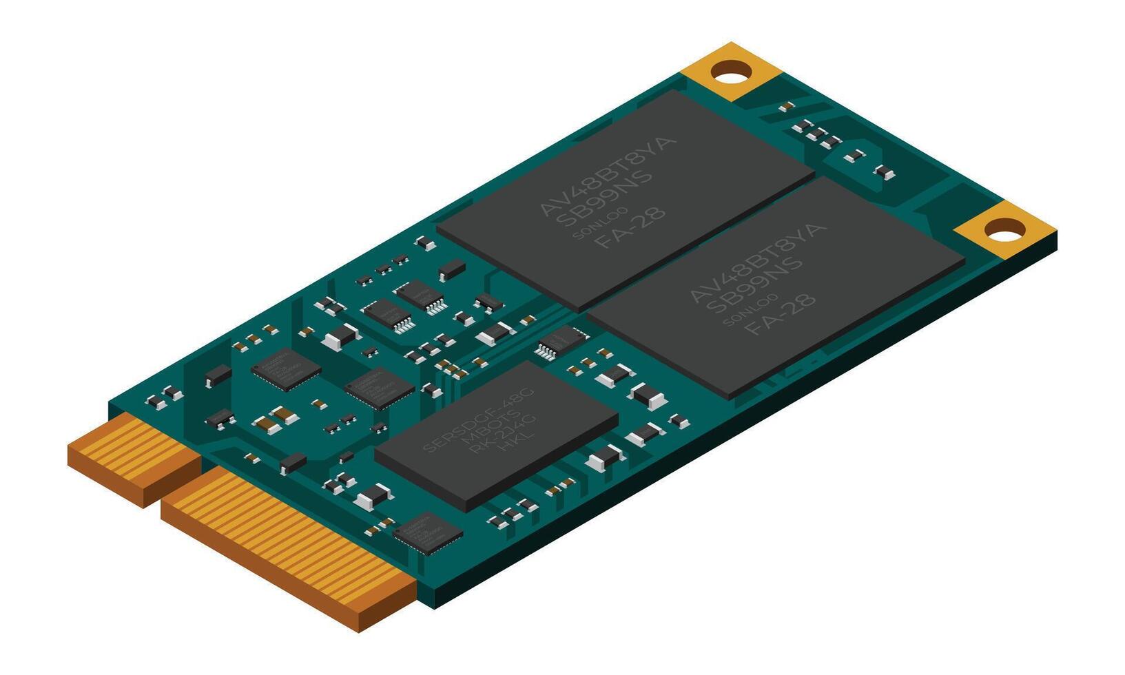 Isometric solid state drive. Drive ssd storage illustration. SSD M.2 illustration, Computer hardware components, illustration vector