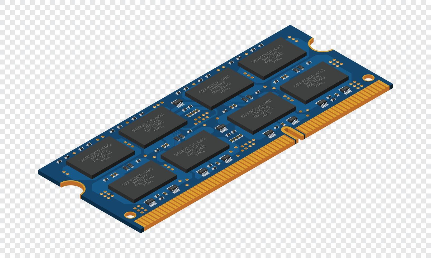 Isometric random access memory. RAM memory realistic 3d isometric, Computer hardware components, illustration vector