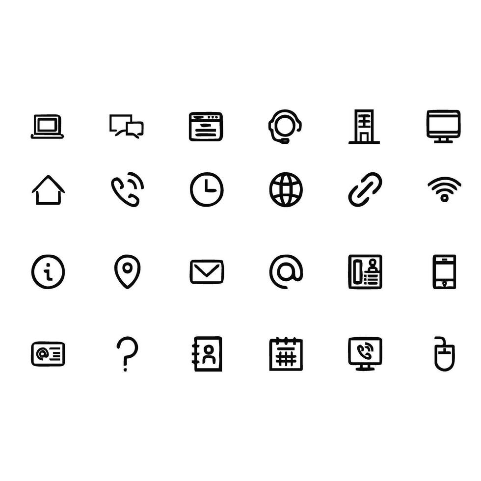 a set of icons that include a phone, computer, and other items vector