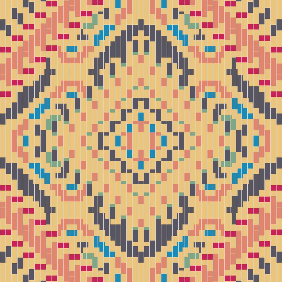 Mosaic Arabic Pattern Designfolk Embroidery, Aztec Geometric Ornament Print. Design for Carpet, Wallpaper, Clothing, Wrapping, Fabric vector