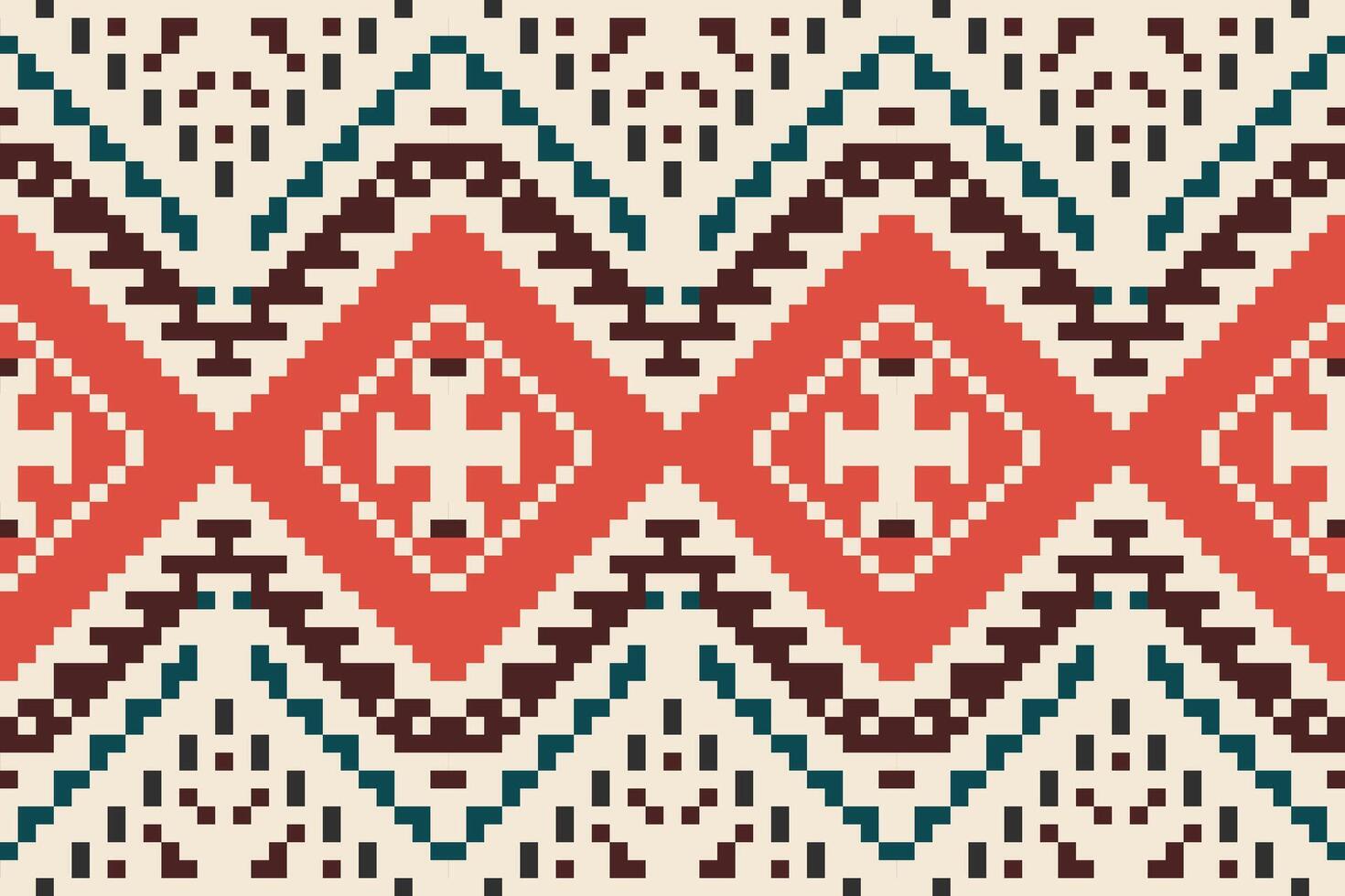 Aztec Pixel Ethnic Pattern Philippinesfolk Embroidery, Aztec Geometric Ornament Print. Design for Carpet, Wallpaper, Clothing, Wrapping, Fabric vector