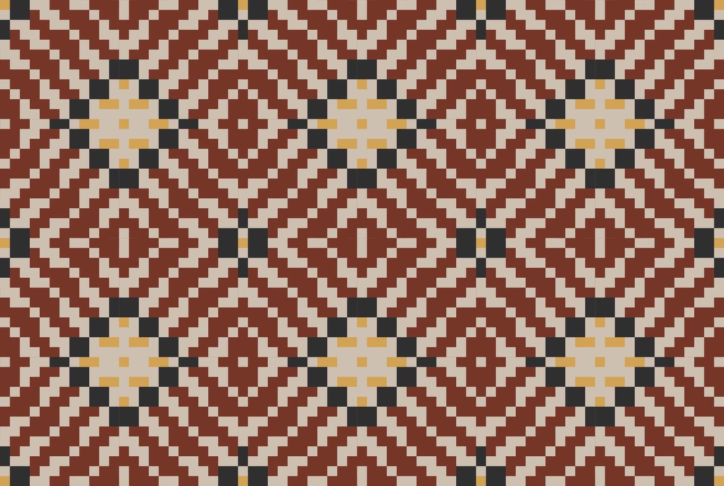 Pixel Geometric Islamic Patternfolk Embroidery, Aztec Geometric Ornament Print. Design for Carpet, Wallpaper, Clothing, Wrapping, Fabric vector