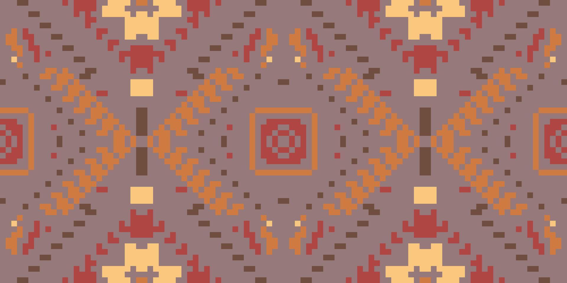 Pixel Ethnic Geometric Pattern Drawingfolk Embroidery, Aztec Geometric Ornament Print. Design for Carpet, Wallpaper, Clothing, Wrapping, Fabric vector