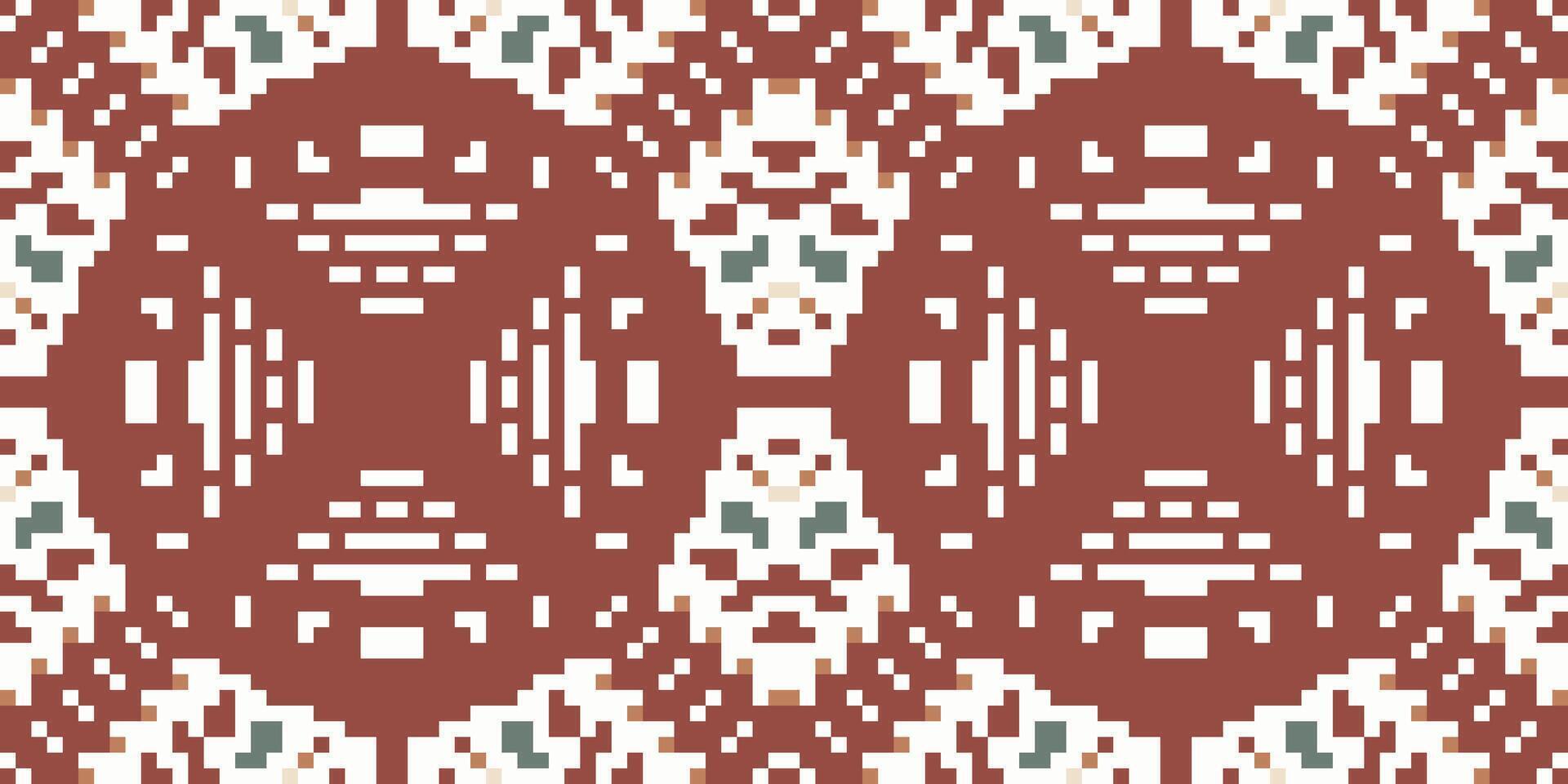 Stitch Ikat Pattern Designfolk Embroidery, Aztec Geometric Ornament Print. Design for Carpet, Wallpaper, Clothing, Wrapping, Fabric vector