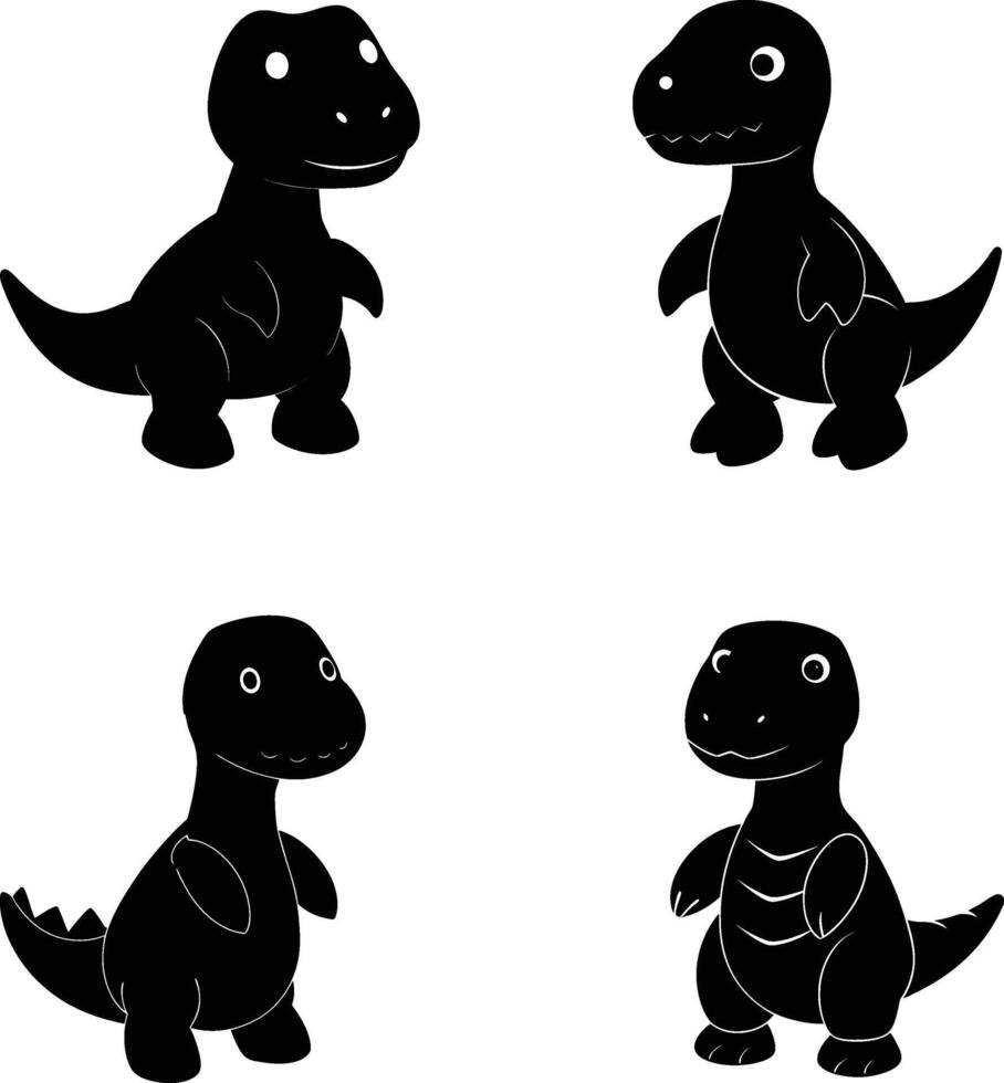 Cute Dinosaur Plush Silhouette Art vector