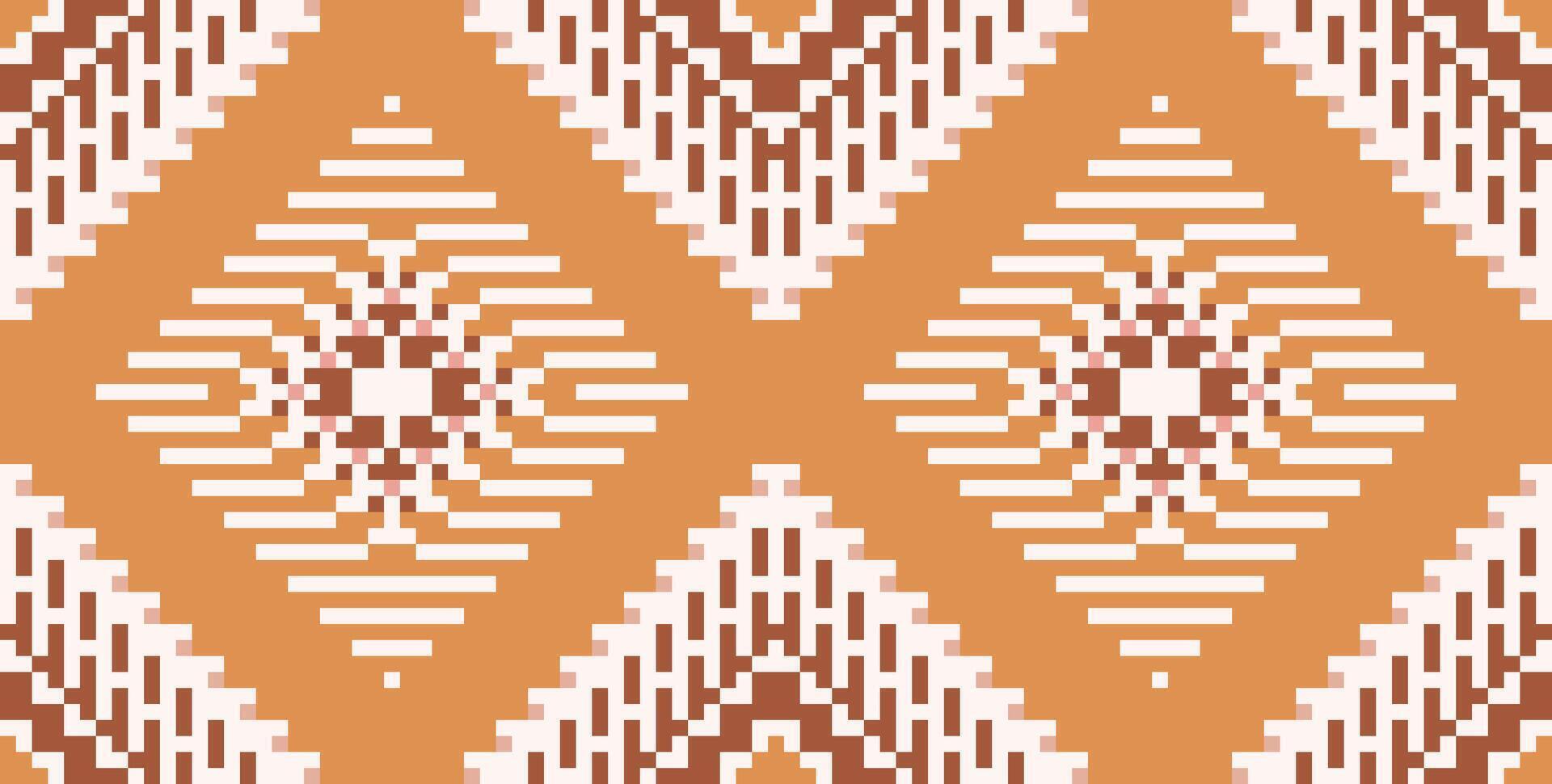 Sarong Ikatee Patternfolk Embroidery, Aztec Geometric Ornament Print. Design for Carpet, Wallpaper, Clothing, Wrapping, Fabric vector