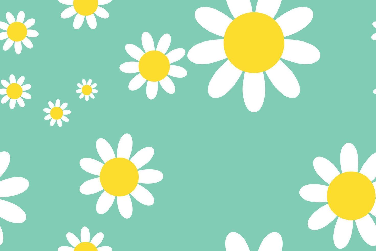 Daisy Flower Pattern. Modern Floral Print With White Flowers. Background for Trendy Fabrics, Wallpapers. vector