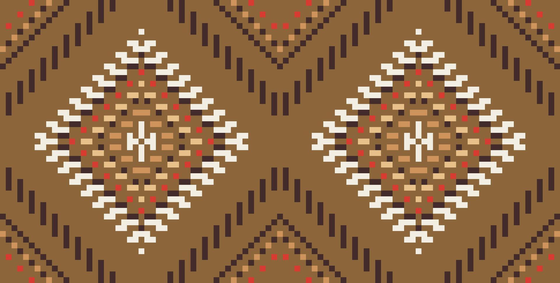 Vintage Ikat Pattern Curtainsfolk Embroidery, Aztec Geometric Ornament Print. Design for Carpet, Wallpaper, Clothing, Wrapping, Fabric vector