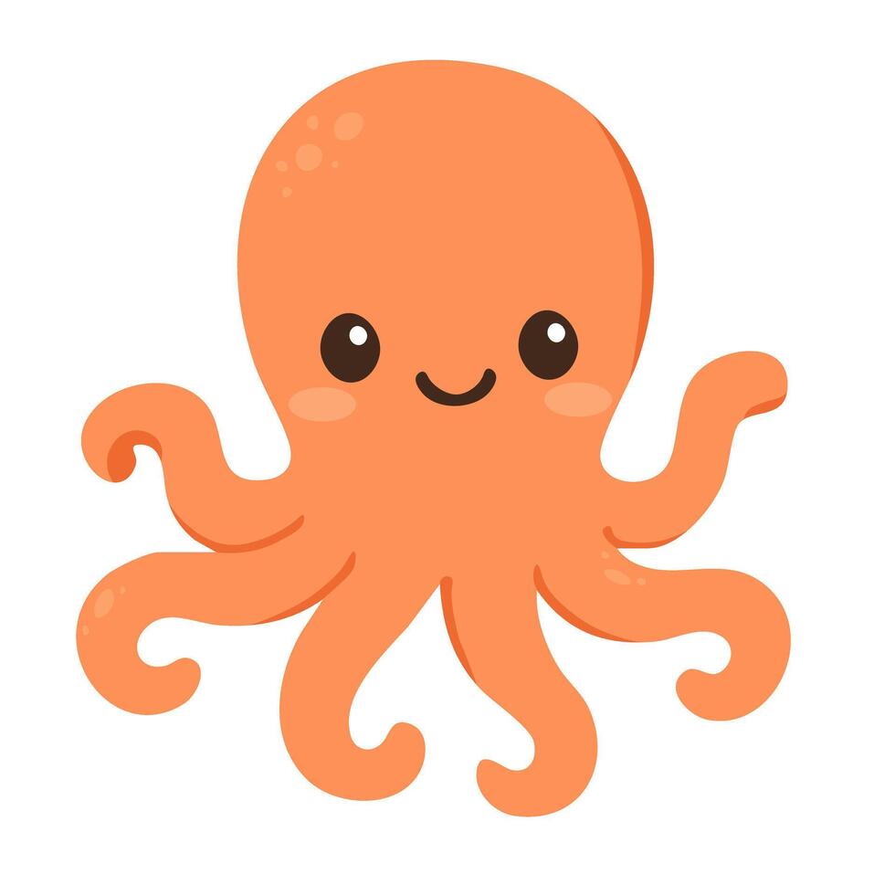 Cute colorful cartoon doodle octopus clipart for childish design and decoration. vector