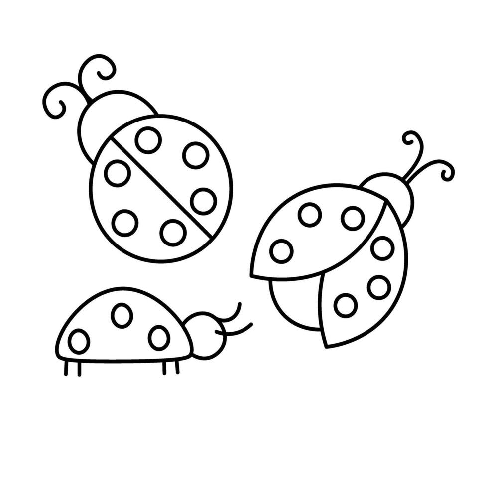 Cute set of doodle ladybugs vector