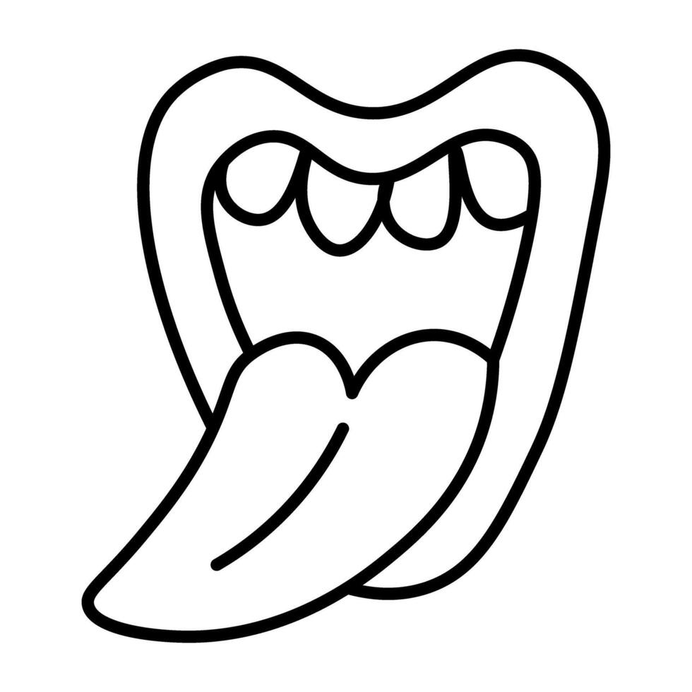 Simple doodle mouth showing tongue vector