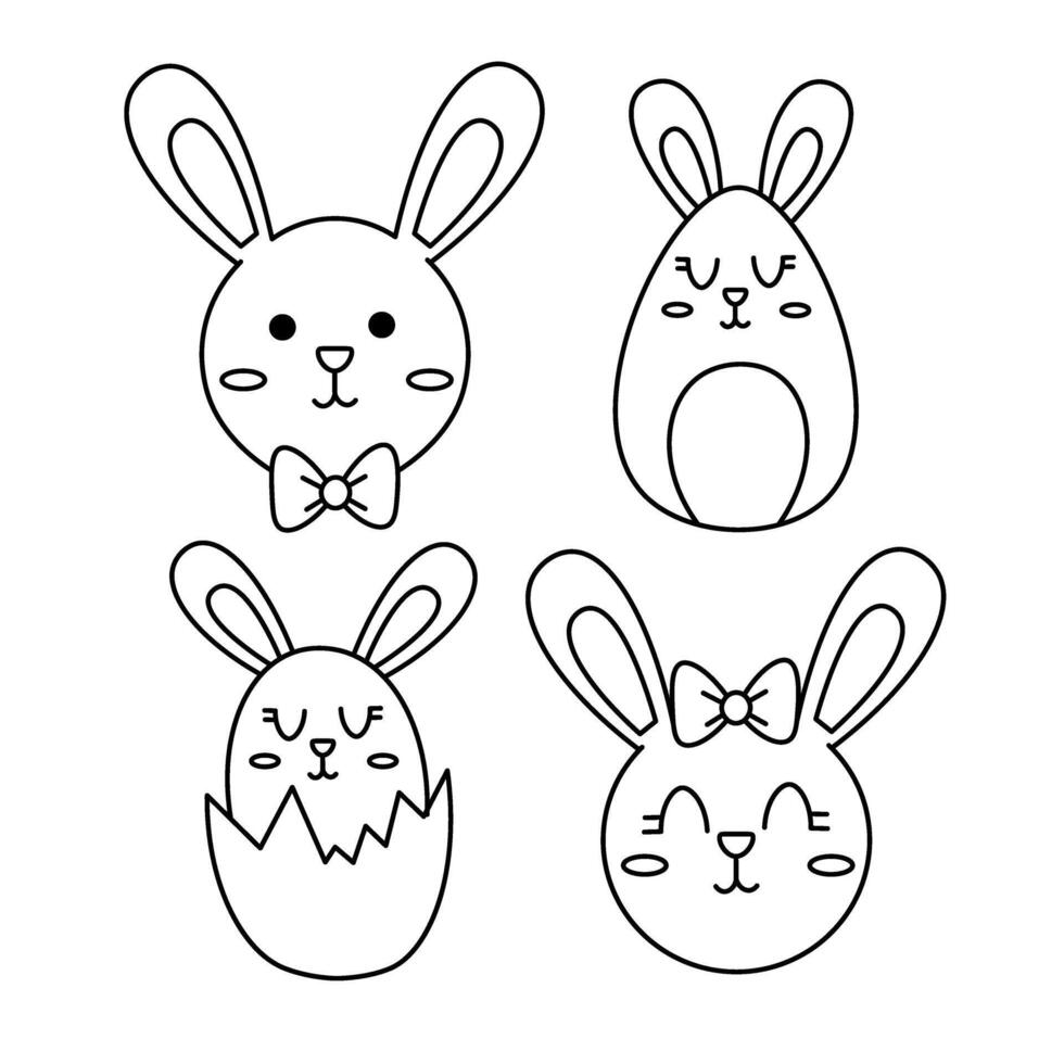 Easter Bunny Doodle Set vector