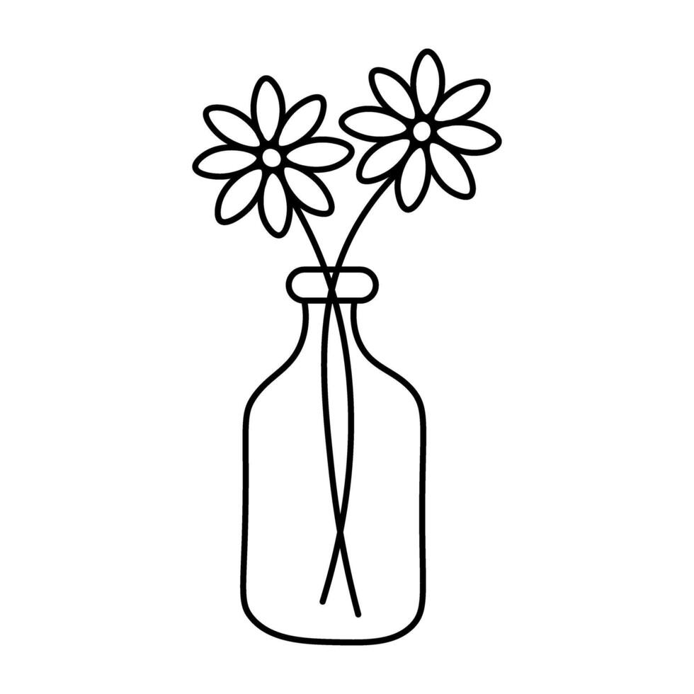 Simple doodle of daisies in a vase vector