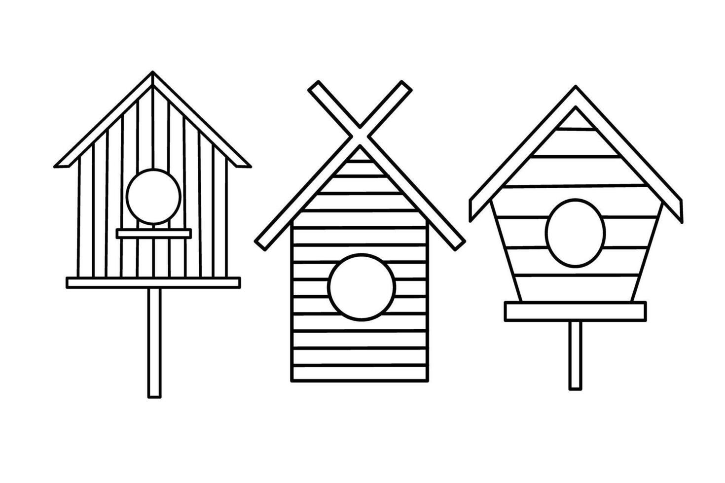 Doodle Birdhouses Set vector