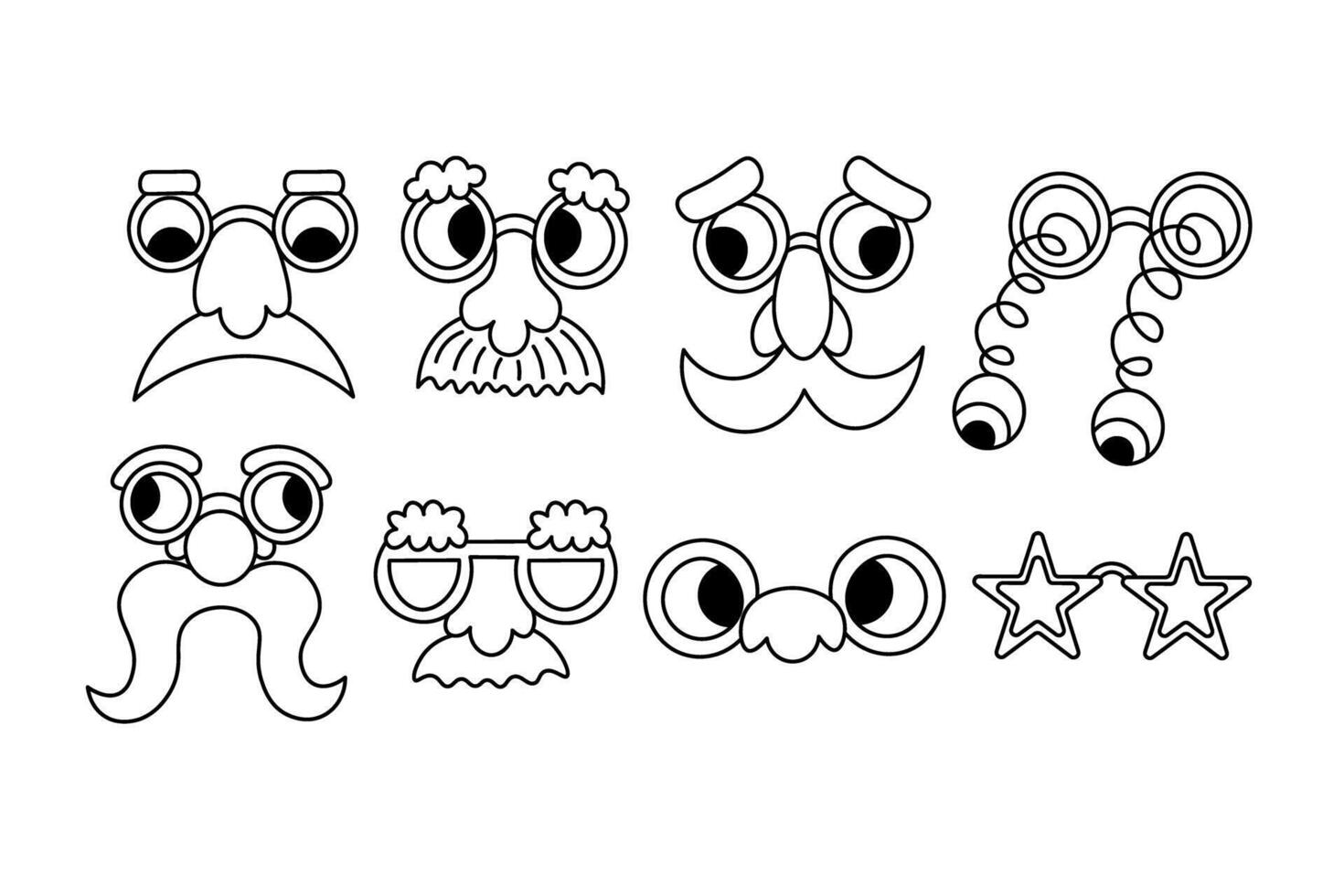 Cute set of doodle masks and glasses vector