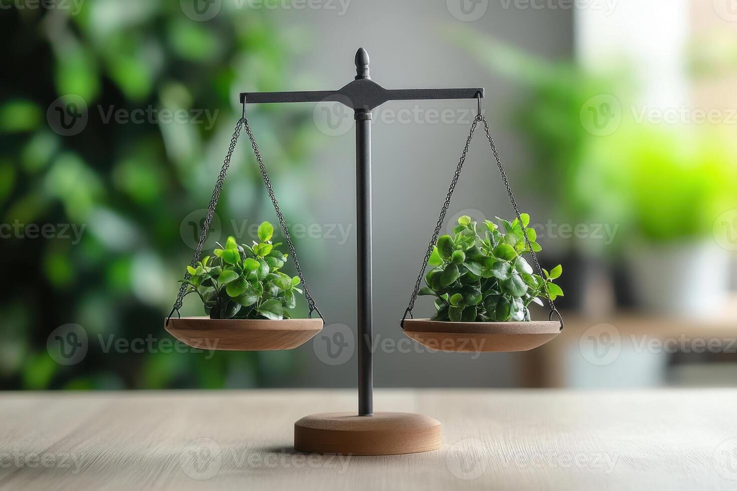 A scale with two plants on each side photo