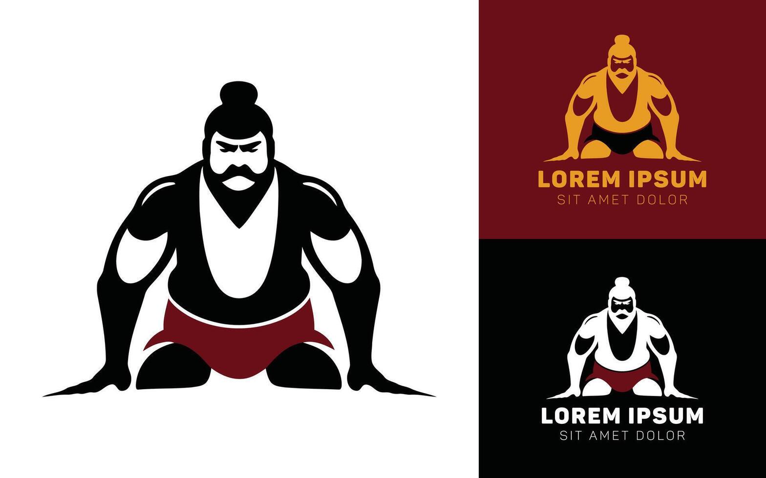 silhoette sumo japan illust cartoon 2d logo icons vector