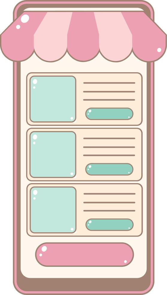 Online Shopping Interface Screen Features Product Listing Layout. Cute and Simple Style. vector