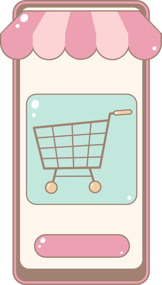 Shopping Cart of Online Shop Screen. Cute and Simple Style. vector