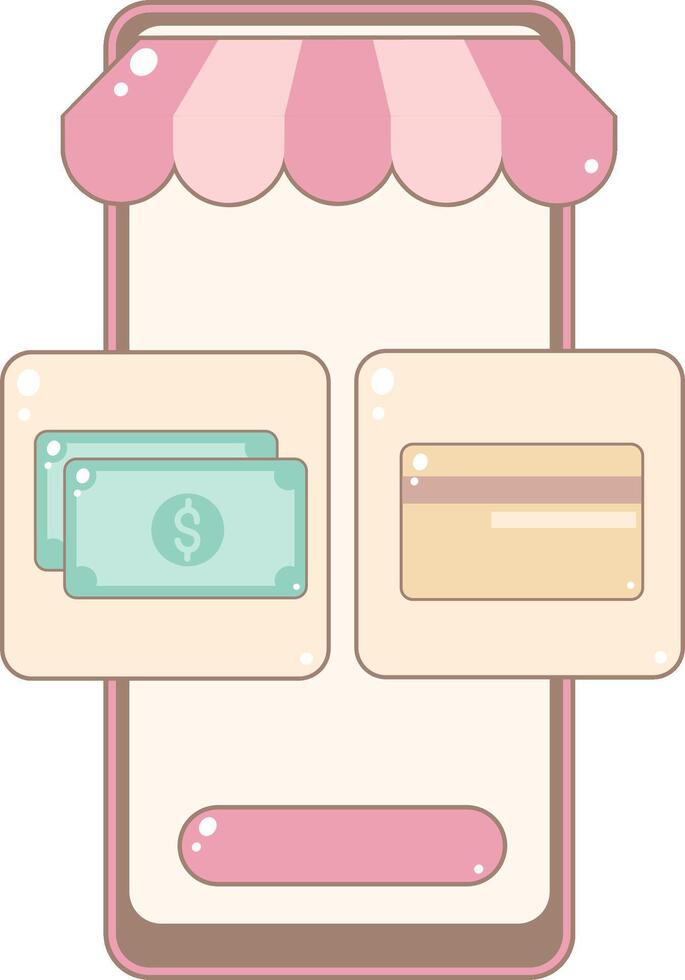 Online Shop Screen Payment Options. Cute and Simple Style. vector