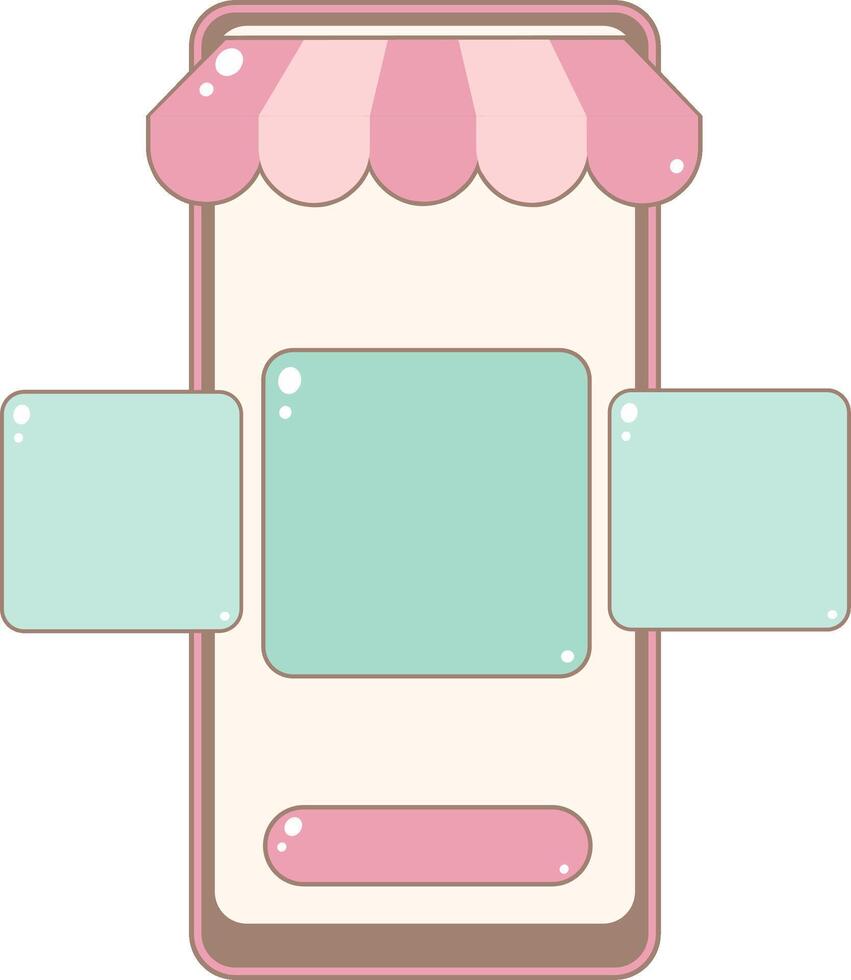 Interactive Online Store Interface With Floating Content Boxes. Cute and Simple Style. vector