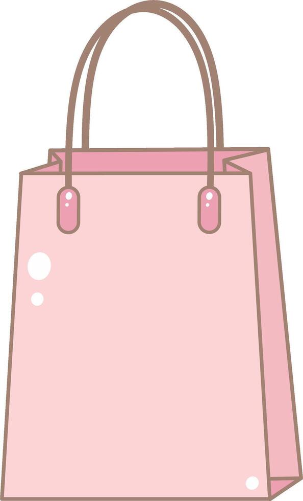 Pink Shopping Bag. Cute and Simple Style. vector