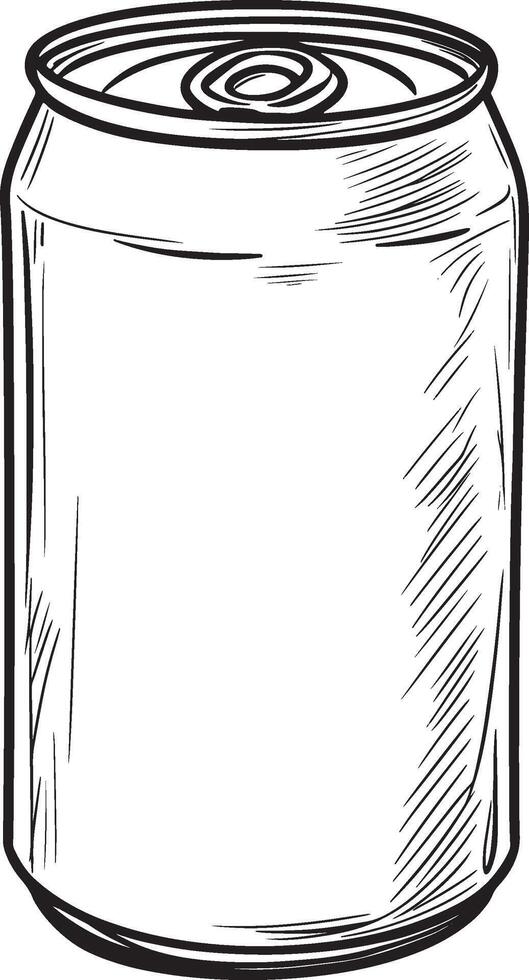 Hand-Drawn Vintage Soda Can Sketch Illustration of Beverage Can vector
