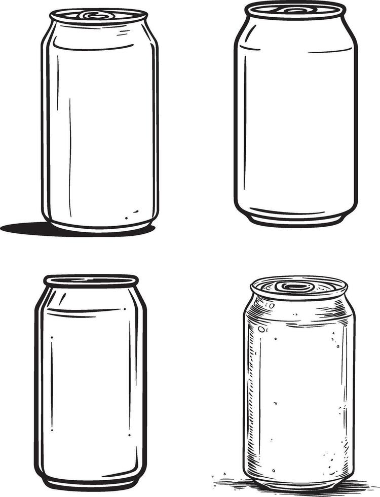 Beautiful Hand-Drawn Vintage Soda Can Sketch Illustration of Beverage Can vector