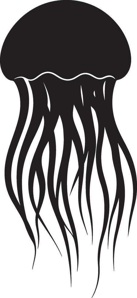 Lovely Minimalist Jellyfish Silhouette Black and White Marine Life Illustration vector