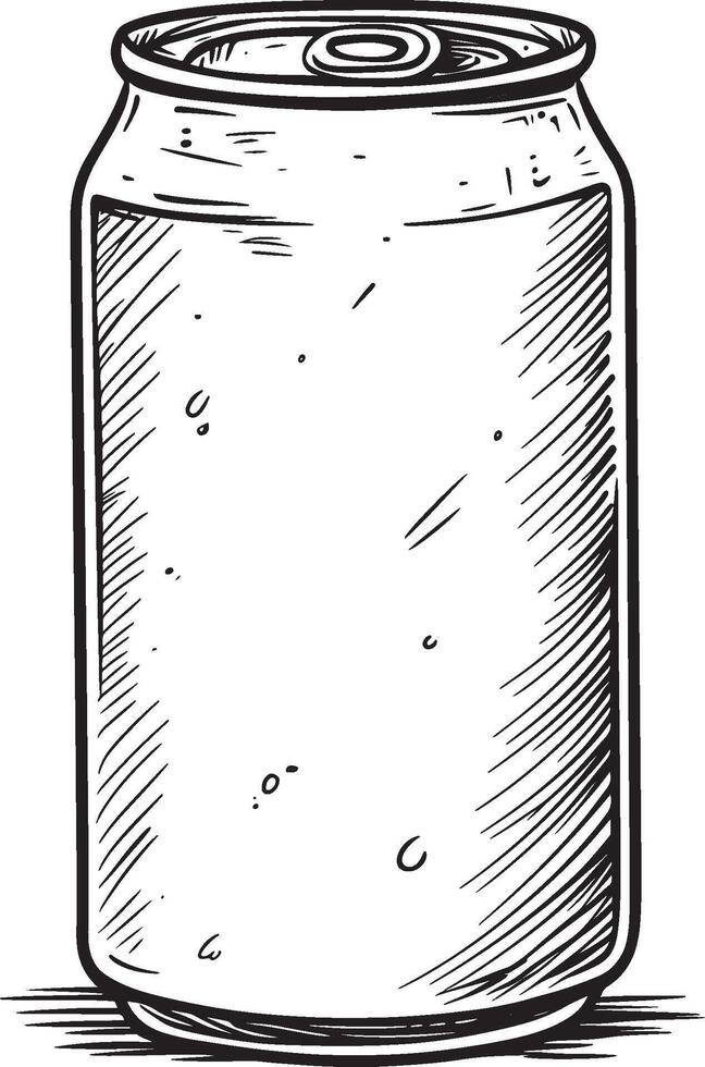 Hand Drawn Vintage Soda Can Sketch Illustration of Beverage Can vector