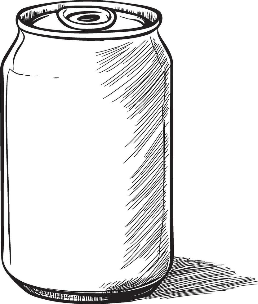 Pretty Hand Drawn Vintage Soda Can Sketch Illustration of Beverage Can vector