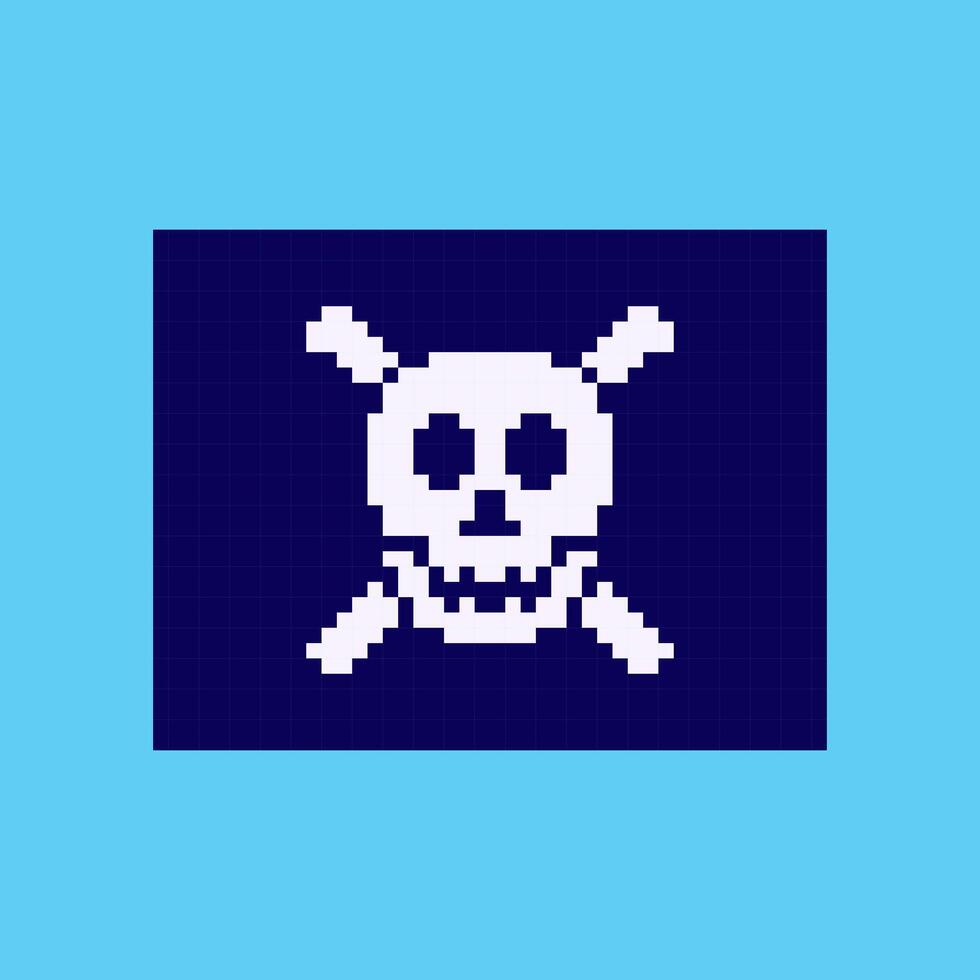 Pixel art Pirate Flag game asset design vector