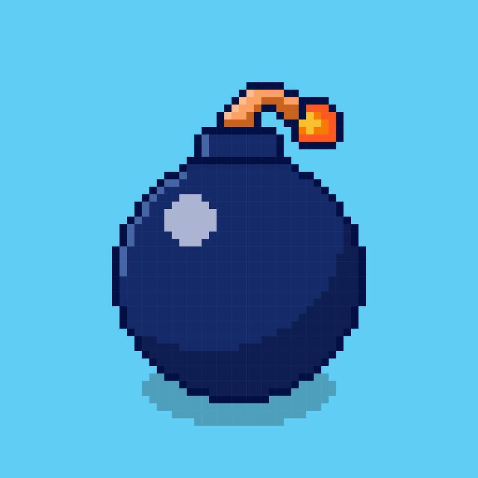 Pixel art Bomb game asset vector