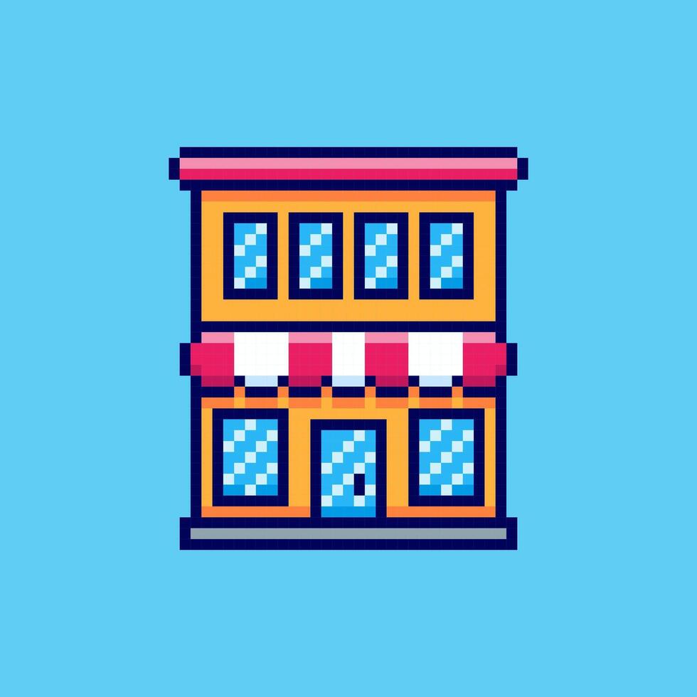 Pixel art store building game asset vector