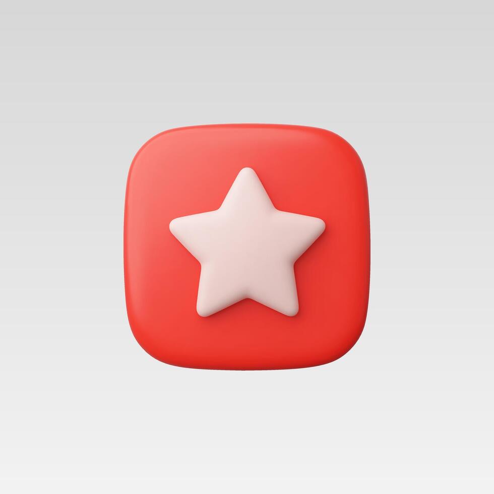 3d Realistic Red Star icon vector
