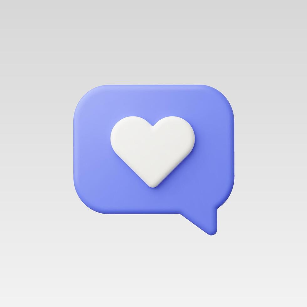 3d Realistic Purple Like icon or Message Heart vector