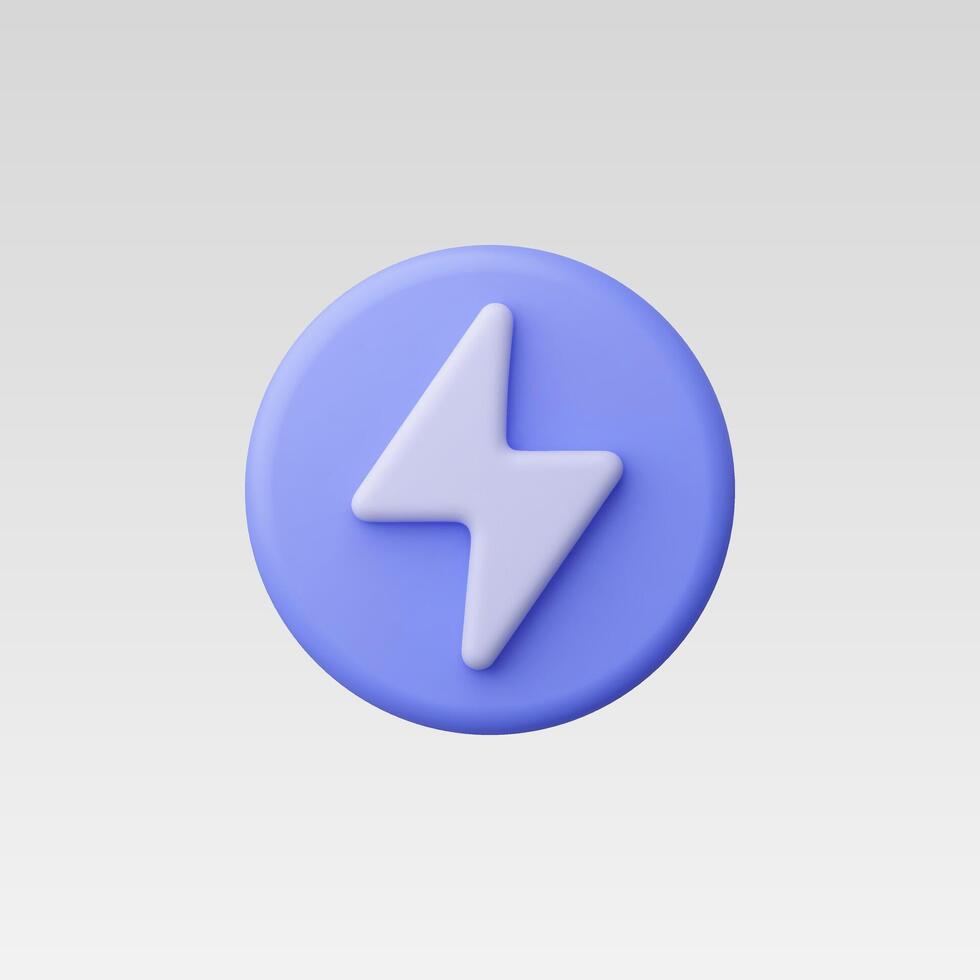 3d Realistic Purple Charge power lightning button vector