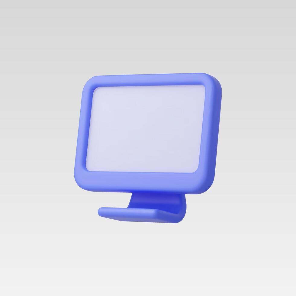 3d Realistic Desktop Monitor Icon vector