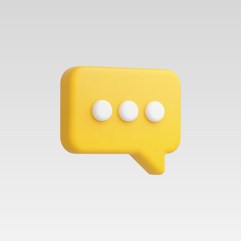 3d Realistic Chat or Message, Yellow Icon vector