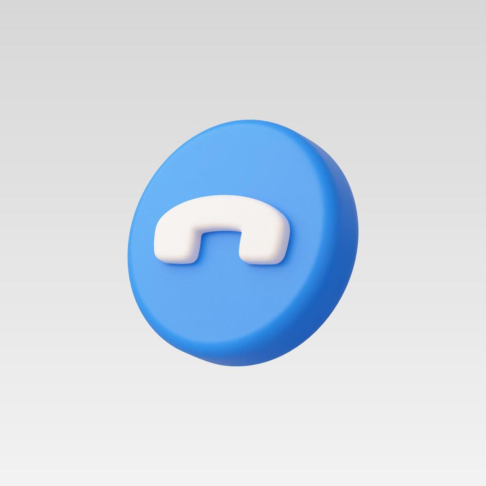 3d Realistic End Call icon, Blue vector