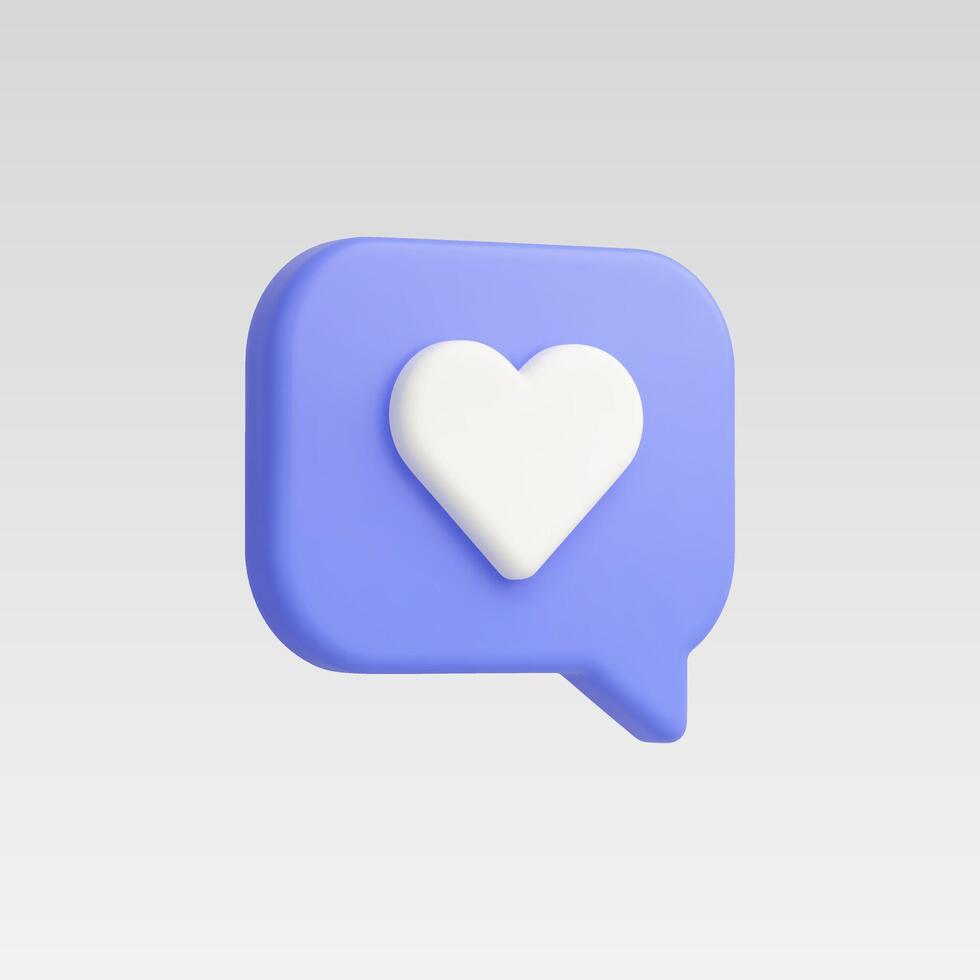 3d Realistic Like icon or Message Heart, Purple vector