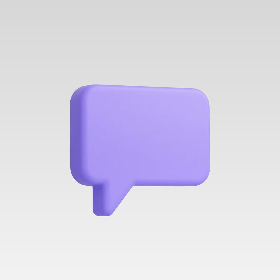 3d Realistic Purple Chat or Message Icon vector